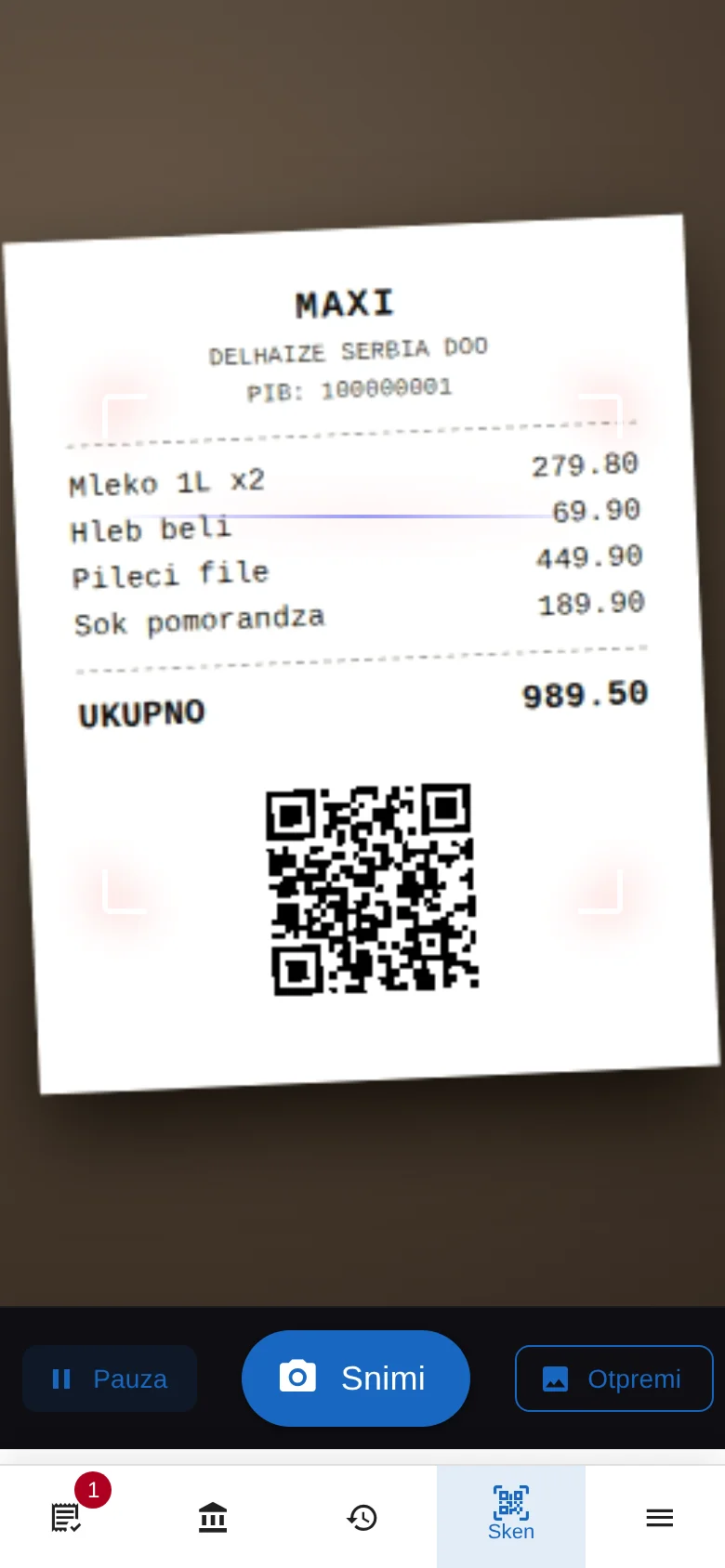 VotaWallet skener uperen u fiskalni račun